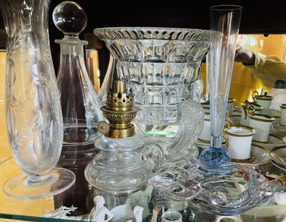 null Ensemble de verrerie comprenant : verres à pied et coupes à champagne à décor...