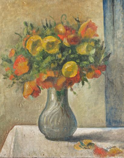  Othon COUBINE (1883-1969)
Bouquet de fleurs
Huile sur toile, signée en bas à droite... Gazette Drouot