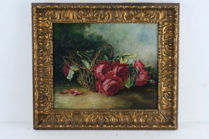 null YANE
Bouquet de roses dans un panier
Huile sur toile, signée et datée 1924 en...