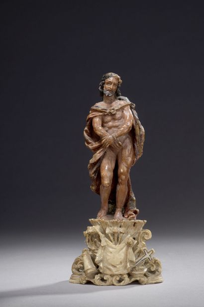 null ITALIE DU SUD,, école de Trapani, XVIIIe siècle 
Ecce Homo 
Statuette en albâtre...