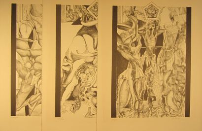 Max SCHOENDORFF (1934-2012) La Grande Passion Portfolio de 11 lithographies en noir...