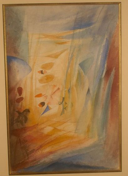Louis THOMAS (1892-1989) Au commencement Aquarelle sur carton, signée en bas à gauche...