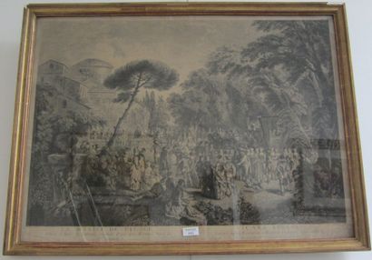 D'après WATTEAU La mariée du Village, gravure, Cochin sculpteur
