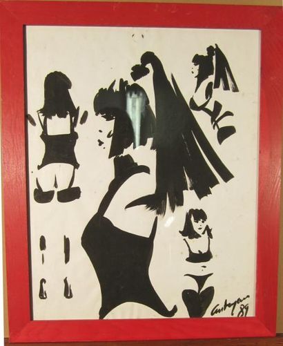 Arès ANTOYAN (Né en 1955) Danseuses du Crazy Horse Gouache signée en bas à droite...