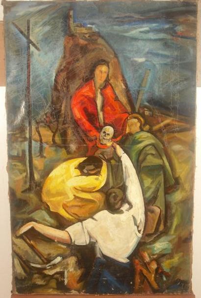 Raoul LAMBERT (1914-1969) Le Golgotha Huile sur toile, signée en bas à gauche, datée...