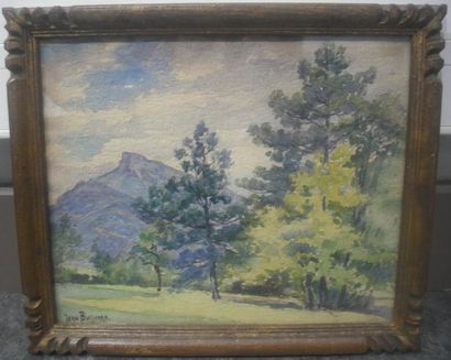 Jean-Marius BUGNARD (1880-1947) Vue du mont Granier (?) Aquarelle signée en bas à...