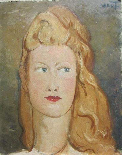 Marcel SAHUT (1906-1990) Portrait de femme Huile sur carton signée en haut à droite...