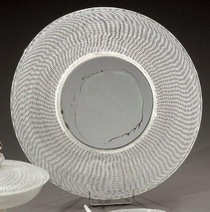 MURANO Miroir rond en verre soufflé à filigrane «latimo» D 41 cm