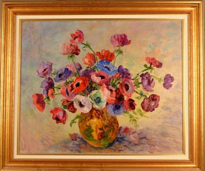 Pierre FOREST (1881-1971) Bouquets d'anémones Huile sur toile, signée en bas à droite...