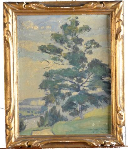 Paul DE CASTRO ( 1882-1939) Falaise sur la Seine  Huile sur toile signée en bas à...