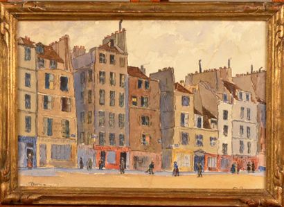 Albert Emile BERGER (XIXe - XXe siècle) Paris, rue Bourbon Aquarelle signée en bas...