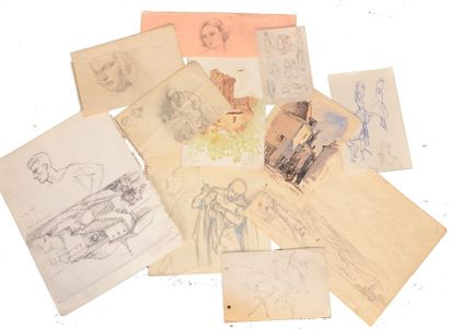 Luc BARBIER (1903-1989) Lot d'une trentaine de dessin et aquarelles