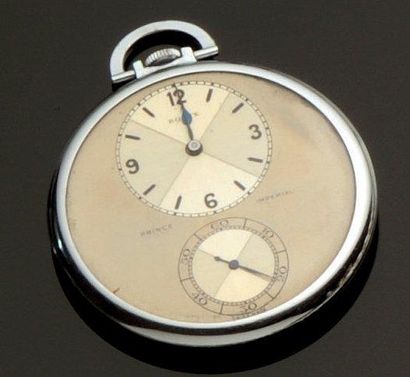 ROLEX Rare montre de gousset Prince impérial des années 1930, chronomètre en acier,...