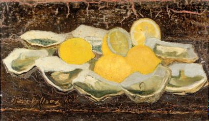 Pierre PELLOUX (1903-1975) Nature morte aux huîtres et citrons Huile sur toile signée...