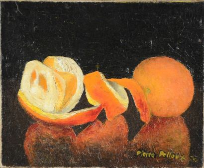 Pierre PELLOUX (1903-1975) Nature morte à l'orange pelée Huile sur toile signée en...