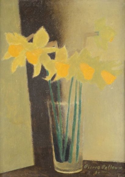 Pierre PELLOUX (1903-1975) Nature morte au vase de jonquilles Huile sur toile signée...