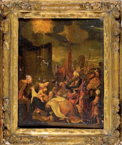 École VÉNITIENNE de la fin du XVIIe siècle L'Adoration des Mages Huile sur toile...