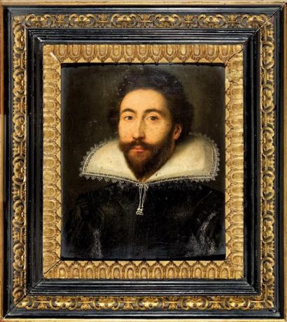 Ecole Française vers 1580 Portrait d'homme en habit noir et large col de dentelles...