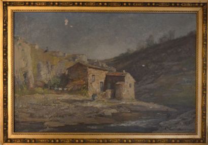 Léon-Pierre DUCARUGE (1843-1911) Le moulin de Monistrol Huile sur toile signée en...