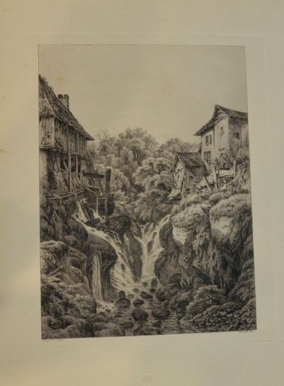 Eugène BLERY (1805 - 1886) Paysages. Eaux-fortes. Formats in-4° et in-folio en largeur...