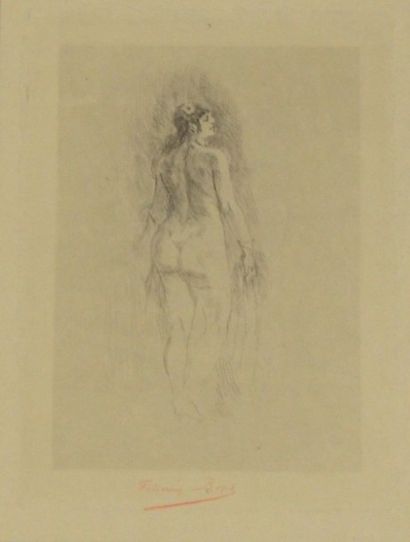 Félicien rops (1833 - 1898) La femme à la fourrure (debout). Ex. 492. Eau-forte....