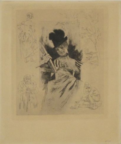 Félicien rops (1833 - 1898) Maturité. Ex. 517. Vernis mou. 19 x 15 cm + marges. Epreuve...