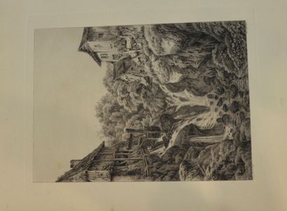 Eugène BLERY (1805 - 1886) Paysages. Eaux-fortes. Formats in-4° et in-folio en largeur...