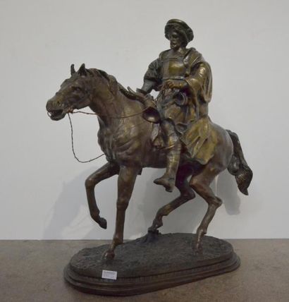 Dans le goût du XIXe siècle Souverain de la Renaissance à cheval Bronze H. 70 cm...