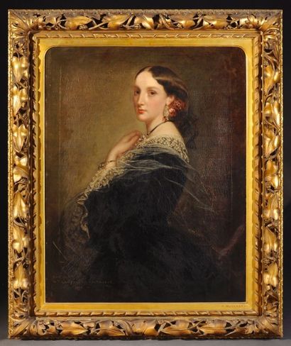 Richard BUCKNER (1812-1883) The Honorable Mrs Somerset. C. Calthorp, 1862 Huile sur...