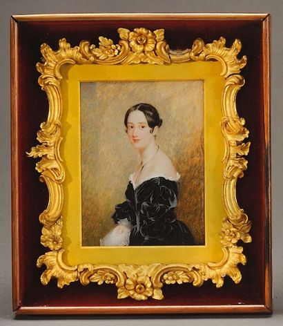 Henry WILKIN (1801-1852) Portrait de Miss Soane Grande miniature rectangulaire sur...
