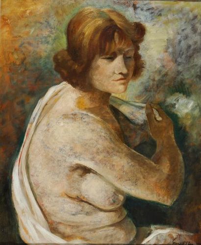 Yves ALIX (1890-1969) La Danoise Huile sur toile, signée en bas à droite, contresignée...