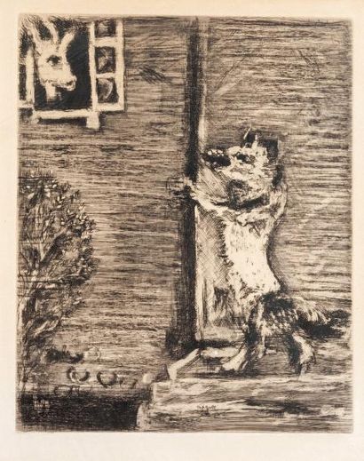 Marc CHAGALL (1887-1985) La chèvre et le renard Eau-forte, signée dans la planche...