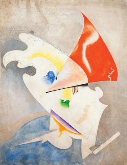 Carl BUCHHEISTER (Hannover, 1890 - Hannover, 1964) Komposition, 1949 Crayon, pastel...