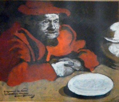André DEVAMBEZ (1867-1944) Gargantua (?) Gouache sur papier, signée en bas à gauche,...