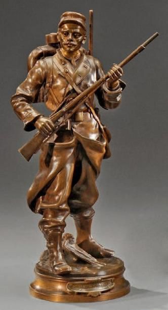 Adrien Étienne GAUDEZ (1845-1902) Espoir de France Bronze à patine médaille, signé...