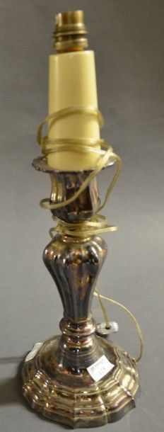 null Flambeau balustre en bronze argenté H 29 cm