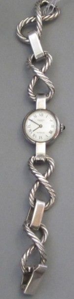 JEAN PERRET GENEVE Bracelet-montre de dame en argent, mouvement mécanique, fonctionne...
