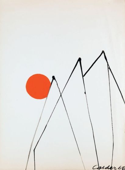 Alexander CALDER (1898-1976) «Trois pics», 1968 Gouache Signée Calder et datée 68...