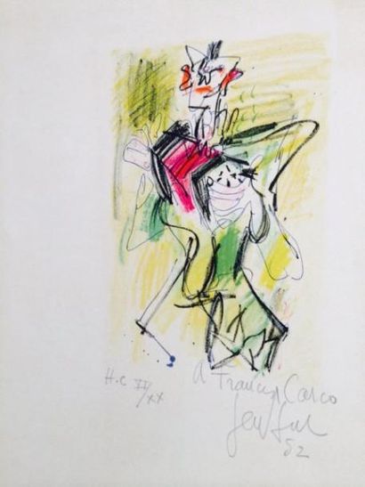 *GEN PAUL (1895 - 1975) Accordéoniste Lithographie en couleurs H. 60 cm L. 46 cm...
