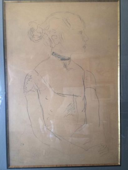 *Maurice BARRAUD (1889 - 1954) Portrait de jeune fille Crayon H. 51 cm L. 34 cm Signé...