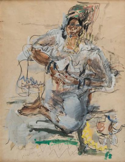 *GEN PAUL (1895 - 1975) Charef, Ouled Nail Gouache et crayon sur papier H. 64 cm...
