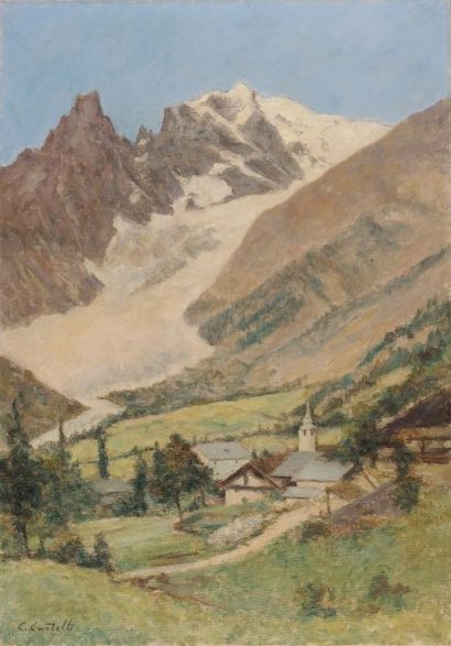 Clément CASTELLI (1870-1959) Village d'Entrèves, Mont Blanc, Glacier la Brenva Courrmayer...