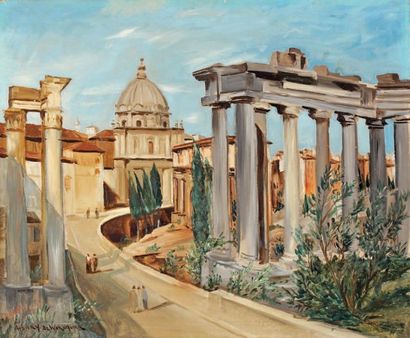 Henry de WAROQUIER (1881-1970) Rome, le Forum Huile sur toile signée en bas à gauche,...