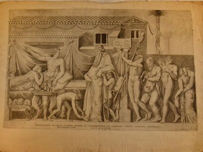 École ITALIENNE du XVIe siècle Ensemble de neuf gravures sur vergé, la plupart d'après...