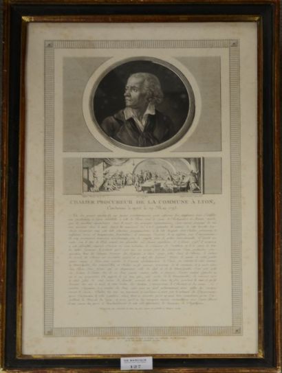 LYON Portrait de Marie-Joseph Chalier. Folio H. 38 cm L. 23 cm