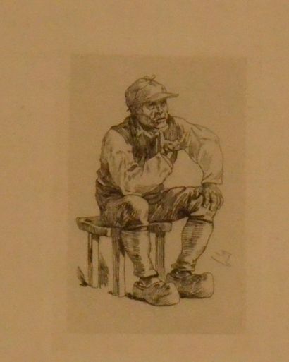 Félicien rops (1833 - 1898) L'oracle du hameau. Ex. 242. Eau-forte. 15 x 10 cm +...