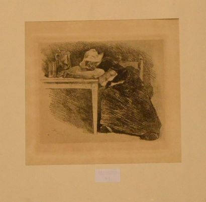 Félicien rops (1833 - 1898) Dimanche, griserie flamande. Ex. 289. Vernis mou. Epreuve...