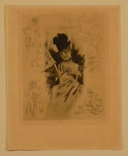 Félicien rops (1833 - 1898) Maturité. Ex. 517. Vernis mou. 19 x 15 cm + marges. Epreuve...