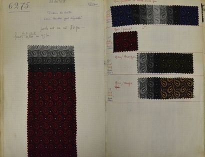 null Réunion d'archives textiles, échantillons pour cravates et écharpes, vers 1950-...