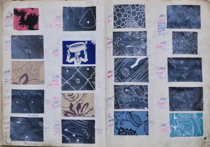 null Album d'échantillons pour la mode, vers 1950-1960, quelques échantillons sur...